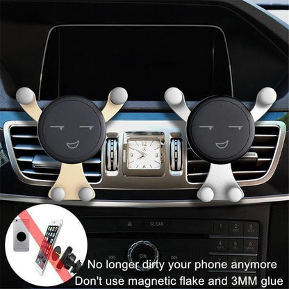 Gravity Car Phone Holder Air Vent Clip Smile Face Mount Mobile Cell Stand GPS Support For iPhone 12 Pro Max Xiaomi Samsung