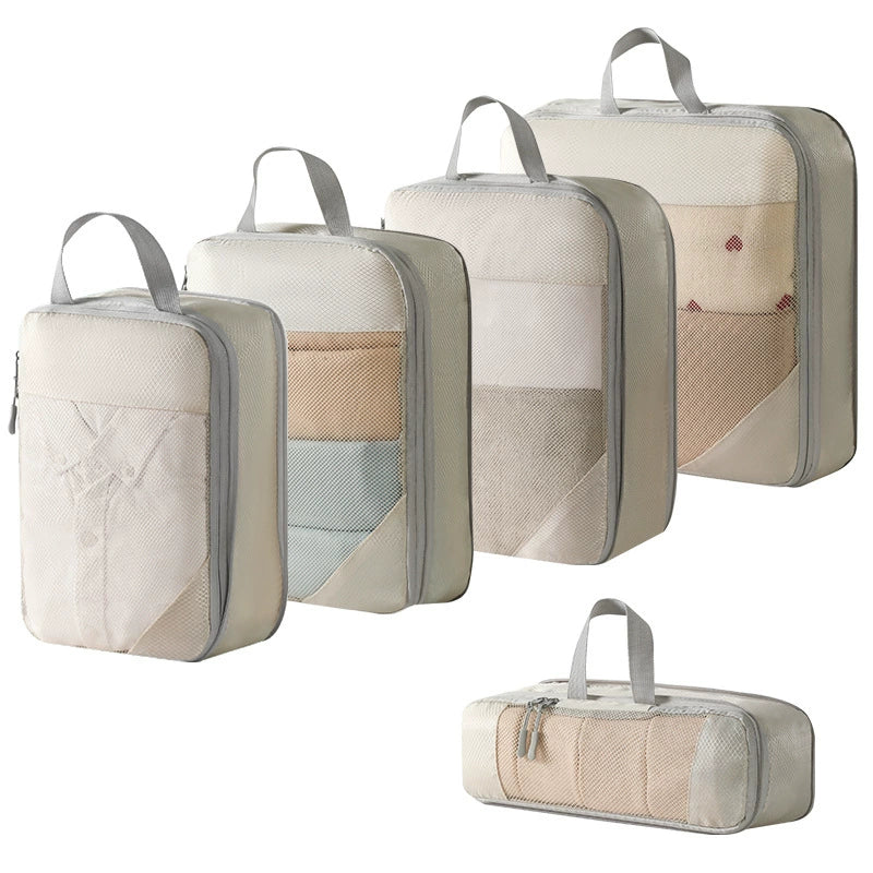 Cross-Border Travel 10 PCs Set Compressed Mesh Storage Set Combination Luggage Clothes Finishing Buggy Bag Cosmetics Bag