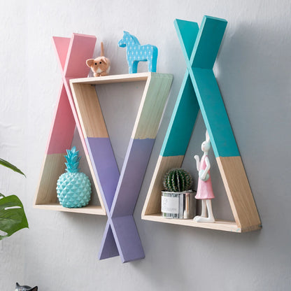Wall Decorative Shelves Triangle Wooden Shelf Kids Room Decor Living Room Wall Decor Crafts Storage Holder