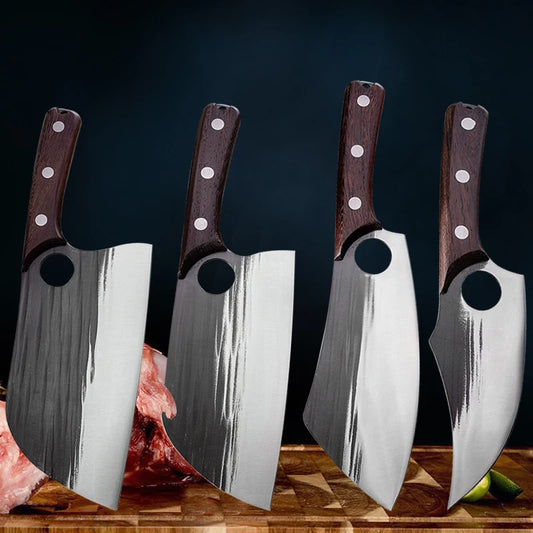 Chicken Bone Cutting Knife Cleaver Stainless Steel Fish Chopping Kitchen Knives Wooden Handle Fruit Meat Boning Butcher's Knife