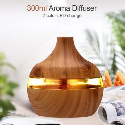 300ml Air Humidifier Essential Aroma Oil Diffuser USB Home Ultrasonic Wood Grain humidificadores Office Portable Mini Purifier