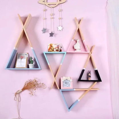 Wall Decorative Shelves Triangle Wooden Shelf Kids Room Decor Living Room Wall Decor Crafts Storage Holder