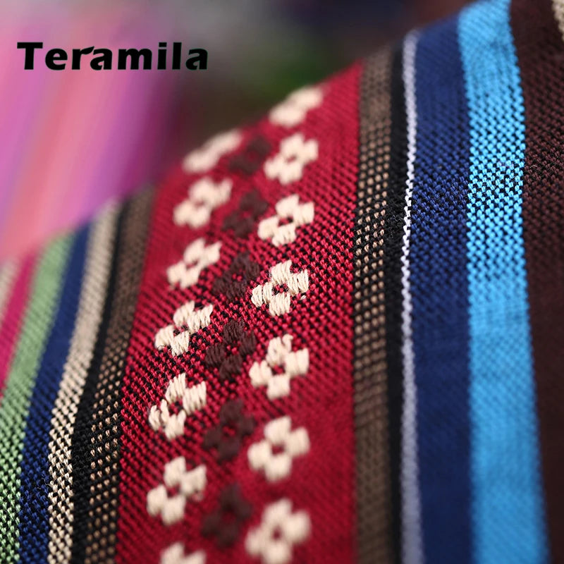 Teramila Ethnic Style Cotton Linen Fabric Hotel Bar Tablecloth Pillow Sofa Cover Textile Patchwork Curtain Decorative Materials